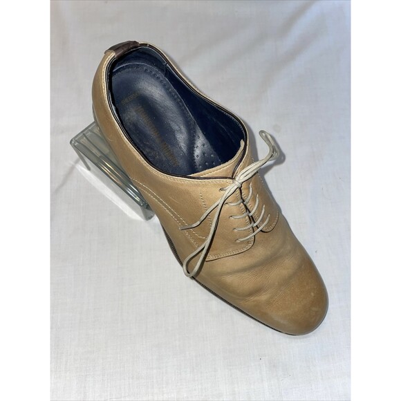 Johnston & Murphy Dress Shoes Mens Size 11 M Tan Leather Oxfords Round Toe Block